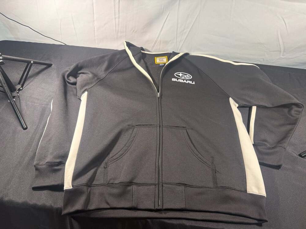 J.America Subaru Racing Full Zip Hoodie Sweatshirt Black White XXL